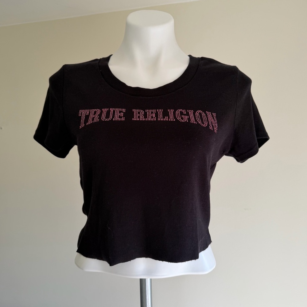 True Religion Rhinestone Black Women's Crop Top